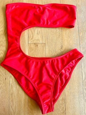Hot Miami Styles Bright Red One-Piece Cutout Swimsuit